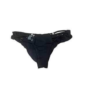 Beach bunny, ￼bikini, bottom black women’s XS, accented with metal gold rings